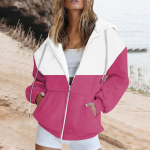 Naiste pikkade varrukatega soliidne lapiga tr&uuml;kitud kampsun, tasku lukuga kapuutsiga jakk XL