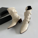 S&uuml;gis Talv Naiste L&auml;&auml;ne Kauboi Saapad Vintage Peale T&otilde;mmatavad Paksu Kontsaga Kingad Daamidele Keskmise S&auml;&auml;rega Botas Zapatos De Mujer 42 beež