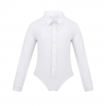 Poiste ladina tantsuriided &Uuml;hes t&uuml;kis kombinesoon Pikkade varrukatega rev&auml;&auml;riga s&auml;rgidisain Leotard Bodysuit Moodne esinemisriietus 3-4 Years valge