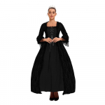 Suur suurus Luksuslik paleepikkune kleit Pits&otilde;mblused Suur seelik Retro keskaegne renessansskleit XXXXXL must