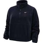 Nike Therma-Fit One &Uuml;legabariidiline Fliis Logoga Tikandimuster Kampsun Poollukuga Pikkade Varrukatega Huppar Naiste huppar Must Valge FV7956010 L