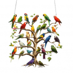 Akr&uuml;&uuml;l Papagoi Puu Rippuv Kaunistus 2D Lame V&auml;rviline Papagoi Sise- V&auml;listingimustes J&otilde;ulupuu Seina Akna Rippuv Linnusilt Ornament Bird