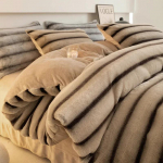 4-osaline halli k&uuml;&uuml;likukarvaga voodipesukomplekt paks piimjas pl&uuml;&uuml;sist talvine tekikott soojad voodilinad, queen-size neljaosaline komplekt magamistoa sisustus 1.5m 4pcs 2x2.3