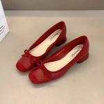 Moodsad Elegantsed Punased Balleriinad Naiste Kingad Slip-on Mokassiinid &Uuml;mar Varvas Ruudukujuline Konts Vibu Vabaaja Kevad S&uuml;gis Madala Kontsaga Kingad 35 punane