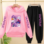 Laste Ilus T&uuml;druk Anime Deemonik&uuml;tid Poisid T&uuml;drukud V&auml;ikelaps Spordi Top+P&uuml;ksid Kaheosaline Kapuutsiga Dressipluusikomplekt 120