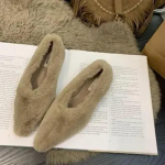 Terava Ninaga Karusnahast Baleriina Kingad Naistele Talvised Soojad Pl&uuml;&uuml;sist Madalad Mokassiinid Daamide Lakoonilised Karvased Kontsaga Kleitkingad Mujer 38 beige
