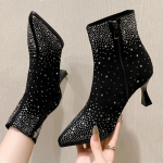 Blingi seksikad naiste poolsaapad, k&otilde;rged kontsad, terava varbaga kingad Talvedisainer 2025 Trend Chelsea vabaaja peo lumepumbad Botas Mujer 39 must