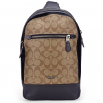 Used COACH Shoulder Bag F37573 Signature PVC/leather khaki black body bag