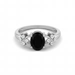 8X6MM Ovaalne Must Spinell Kivist 925 Sterling H&otilde;bedast Solitaire Viinapuust Inspireeritud Naiste Pulmas&otilde;rmus 7.5