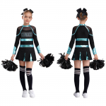 Lastet&uuml;drukute cheerleading tantsukost&uuml;&uuml;m, pikkade varrukatega plisseeritud kleit kikipeakattega, lillede ja sokkide komplektid 5-6 Years