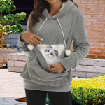 Naiste Kapuutsiga Pusa Suur Tasku Kapuutsiga S&uuml;gis Talv Vabaaja Kassi Koera Kandmiseks Pullover XL helehall v&auml;rv