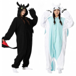 Loomade Kigurumi Pidžaama Halloweeni Onesie T&auml;iskasvanutele Multifilm Hambutu Pidžaama Cosplay Pidutsemine Naiste Kodur&otilde;ivad S valge