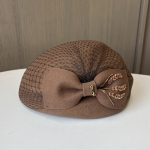 S&uuml;gis ja Talv Uus V&otilde;rk Kivist Vibu Villane Baret Naiste Prantsuse Retro Maalija M&uuml;ts Elegantne Temperament Silinder Adjustable khaki