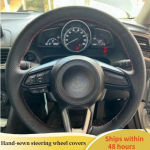ized Car Steering wheel Cover Black For Mazda 3 Axela 2017-2018 Mazda 6 Atenza CX-3 CX-5 CX-9 DIY Steering Wheel Braid Red Blue Thread