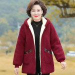 S&uuml;gisel ja talvel uued emad paksendatud lambavilla imitatsiooniga pikkade osadega sametjakiga Naiste soe jakk XL punane