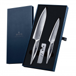 Ehtne SAVAQ Santoku Petty ja Teritaja K&otilde;ik roostevabast terasest N&otilde;udepesumasinas pestav ja Nuga, Nuga, 3-osaline komplekt, Teras, Kerge, (Sisaldab Santoku, Petty,