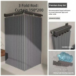 Vannituba Kuiv M&auml;rg Eraldus Du&scaron;ikardin P&ouml;&ouml;rlev Kokkupandav Kardin K&otilde;rgeklassiline Du&scaron;&scaron; N&auml;htamatu Veekindel Du&scaron;ikardin 3 Fold Rod: Curtain 150*200