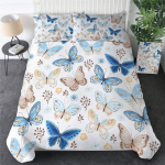 Lendavad liblikad tekikottide komplekt Liblikate kollektsioon Voodipesukomplekt Suurused Queen King Full V&auml;rviline Pehme Pol&uuml;ester Tekikoti kate EU Single(135*200cm)3pcs