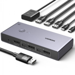 UGREEN DisplayPort KVM 2 1 4 USB-porti 1 k&otilde;vaketas 2 DP-kaablit ja 2 USB A-C-kaablit komplektis 8K@60Hz L&uuml;liti, Sisendid, V&auml;ljund, DP1.4, 3.0 (3 USB-A +