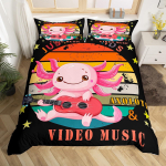 M&auml;ngurite Voodipesukomplekt Axolotl Tekikate Twin Queen V&auml;rviline Tekikate Poistele T&uuml;drukutele Teismelistele Armas Metsloomade Tekikate EU Single(135*200cm)3pcs red