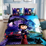 Voodipesukomplekt Tekikott Padjap&uuml;&uuml;r &Otilde;udusfilm C-Coraline'i Poiss T&uuml;druk Magamistoa Kaunistus Laste Kingitus &Uuml;hepersoniline Kahepersoniline Suur Suurus EU Single(135*200cm)3pcs