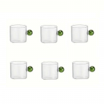 6 tk Espressotassid pallikujulise k&auml;epidemega Mini kohvitassid Kuumuskindel teetass Klaasist joogikruus Joogin&otilde;ud 100ml/3.38oz 51-100ml
