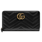 Gucci GG Marmont Seeria Marmont Kuldne Logo Pika T&otilde;mblukuga Tepitud Rahakott Naiste rahakott Must 443123-DTD1T-1000 Basic Set (Bag+Dust Bag)
