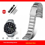 Tugevast roostevabast terasest kellarihm Casio EDIFICE seeria EQB-501 EQB-500 EQB-800 jaoks, kumer otsik, metallkett, terasest kellarihm 22mm 22mm-width h&otilde;be