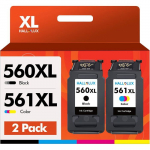Cartouches d'encre - 100DRINE - PG-560XL/CL-561XL - Pack 1 noir+1 couleur - Haute capacit&eacute; - Compatible Canon Pixma