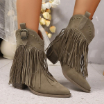 Mood Naiste Pahkluusaapad S&uuml;gis Suede Chelsea Saapad Terava Ninaga Tutt K&otilde;rge Kontsaga Kinga Neet Mood Retro Kauboisaapad Botas Mujer 43 roheline