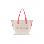 Longchamp Le Roseau Logotr&uuml;kiga Puuvillane ja L&otilde;uendist Kandekott Naiste kandekott Helebeež Korallpunane 10090HSG218 Basic Set (Bag)
