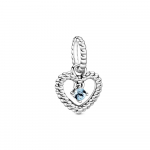 Pandora Minimalistlik 925 H&otilde;bedast Klaasist Ripats Unisex Ehted 798854C01 Sky Blue Heart-Shaped Pendant