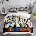 Grafiti Vikerkaare S&otilde;brad Koomiks Tekikott UK &Uuml;heinimesevoodi Kaheinimesevoodi Kuningas US &Uuml;heinimesevoodi T&auml;issuuruses Kuninganna Suuruses Voodipesukomplekt 135x200cm