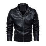 Mood Meeste Vintage Cool Mootorratta kunstnahast jakk S&uuml;gistalvine pikkade varrukatega jakk Mantel Stand Collar Club Bomber jope M must