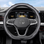 Sobib Volkswageni s&uuml;sinikkiust tekstuuriga rooliratta katteks, kl&otilde;psatav, lainekujuline kaitsekate Golf Passat Polo Jetta Tiguan T-Roc Atlas black