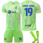 Laste FC Barcelona Yamal Jalgpallikomplekt - Roheline S&auml;rk + L&uuml;hikesed P&uuml;ksid, Noorte Treeningm&auml;ngu Varustus 100-110 CM roheline