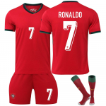 Portugal Ronaldo Spordir&otilde;ivad Laste S&auml;rgi ja L&uuml;hikeste P&uuml;kste Komplekt Hingav Higiimav Meeskonna Vorm Laps Mini Saadaval 120-130 centimeters