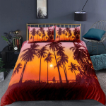 Ranna Meri Taevas Palm Kookospuu Voodipesukomplekt King Queen Tekikotikomplektid Padjap&uuml;&uuml;r Voodipesu Tekk T&auml;iskasvanu Laps Queen King Suurus EU single(135x200cm)