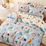Dinosaurusmustriga tekikott ja padjap&uuml;&uuml;rid, Multikakujuline voodipesukomplekt T&auml;iskasvanud Poisi Magamistoa Kaunistus Lapsed &Uuml;he- ja Kahekohaline Suur Suurus 140x200cm 2pcs
