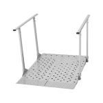 Ratastooliramp k&auml;sipuudega, 1140 x 850 mm, Tugevdatud alumiiniumist puuetega inimeste kaldtee, Kandev&otilde;ime 199,6 kg, Libisemiskindel kaasaskantav l&auml;vepakkude kaldtee koduste treppide jaoks,