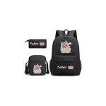 (must) Pusheen 3tk Komplektid Seljakott Mochila Laste Mahutavusega Kotid must