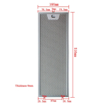 00660222 00660223pliidi t&otilde;mbekubu filtrikomplekt 516x166/516x186mm K&ouml;&ouml;gi &otilde;hupuhasti pliidi t&otilde;mbekubu rasvafilter alumiinium 1 tk 516x166mm gray