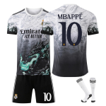 Laste Real Madrid Mbappe Jalgpallis&auml;rgi Komplekt, Hall, Spordir&otilde;ivaste Komplekt Treeninguks Mat&scaron;iks Hingav Kiiresti Kuivav 120-130 CM hall v&auml;rv