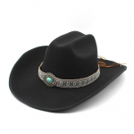 Uued meeste naiste kunstvillased l&auml;&auml;nekauboi m&uuml;tsid 9,5 cm laia &auml;&auml;rega peokleidi m&uuml;tsid Gentleman Lady Jazz Cowgirl Cap 57-59CM