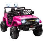 Laste elektriauto 12V, Laste elektriauto 2,4 GHz puldiga, 2 mootorit, helisignaal, LED-tuled, muusika, vanusele 3-8 aastat, roosa 95 x 62.5 x 65 cm roosa