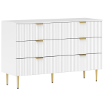 Kummut 6 sahtliga magamistoa kummut moodne hoiustamism&ouml;&ouml;bel kuldsete k&auml;epidemete ja jalgadega, 120 x 40 x 76,5 cm, valge 120 x 40 x 76.5 cm