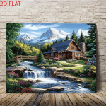 Rustikaalne m&auml;gimaastik Seinavaip Seinale riputatav Maaliline metsasuvemaja Kunstiteos Maja Kodu kaunistus Kunst L&otilde;uendikujundus Magamistuppa Elutuppa 150X180CM