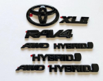 8 tk ABS RAV4 kate Aastatel 2019-2023, Toyota RAV4 XLE AWD h&uuml;briidile mattmust on V&Auml;LJAS EMBLEEMI &Uuml;LEKATTE- auto tarvikud HZ0 black