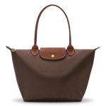 Longchamp Le Pliage Original Klapp Reljeefne logo Messingist pandlaga Nailon ja Vene nahk Keskmine &otilde;lakott Naiste &otilde;lakott Moka 2605089002 Basic Set (Bag) brown