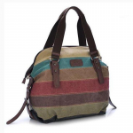 Yogodlns Naiste l&otilde;uendkott Triibulised k&auml;ekotid Patchwork &Otilde;lg Casual Tote 35cm*12cm*37cm pruun/sinine